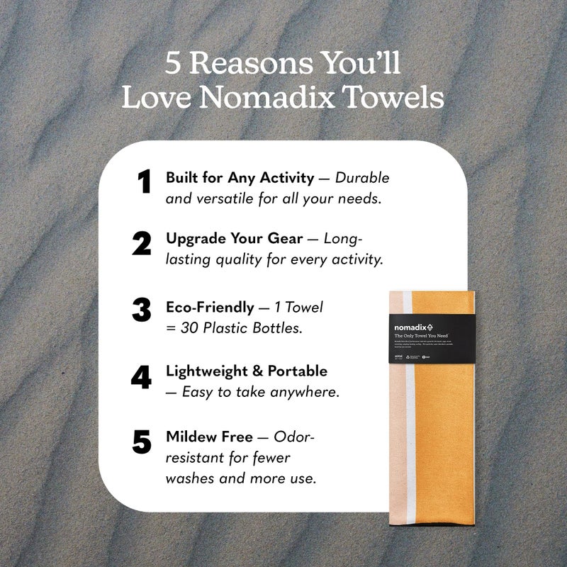 Nomadix Original Towel - Perfect for Beach, Pool, Travel, Camping, Yoga - Made with Recycled Materials - Super Absorbent - Sand Resistant - Stripes Retro - 72.5" x 30" - Image 2